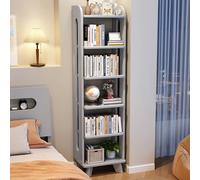 Multicolor Wood Display Shelves Rounded Corner Black Bookcase Thickened Small Bookshelf with High Legs Perfect for Small Spaces Stylish Grey Storage Solution