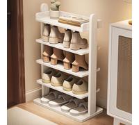 MultiColor Wood Shoe Cabinet Compact Narrow Shoe Rack with Removable Shelves Entryway Storage nizer for Small Spaces (White 20.5"x31.5") Ideal Landing Shoes Solution