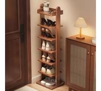 MultiColor Wooden Shoe Cabinet nizer for Entryway Narrow Shoe Rack with Removable Shelves SpaceSaving Storage Solution (Walnut 11.8" x 46.5")