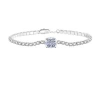 Multicolor Zircon Bracelet Silver, Oval Ice-Cut Gemstone Chain For Women, Boho Gift For Her(Blanc)