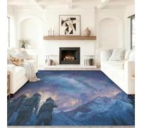 Multicolored Area Rugs 60 x 120 cm, Science Fiction Universe Starry Sky Astronauts Washable Rug for Coffee Table, Home Office Chair, Non-Slip Durable Entrance Carpet, Indoor Area Rug for Dining Room