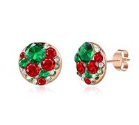 Multicolored Austrian Crystal Rhinestone Stud Earrings for Women Fashion S925 Sterling Silver Hypoallergenic Jewelry, M, Crystal Metal, crystal