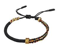 Multicolored Buddhist Handmade Rope Woven Bracelet Tibetan Good Luck String Bracelets for Women Men Teens. Adjustable Friendship Gift Handcrafted Rope Woven Chakra Wristband (Black)
