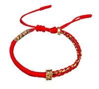Multicolored Buddhist Handmade Rope Woven Bracelet Tibetan Good Luck String Bracelets for Women Men Teens. Adjustable Friendship Gift Handcrafted Rope Woven Chakra Wristband (Red 02)
