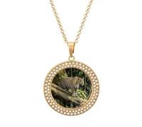 Multicolored Diamond Necklace,Round Alloy Pendant Jewelry Gift for Women | Adjustable Diamond Neckband Fun Clavicle Neckband Sparkle Pendant for MenCat on Tree Trunk Waterfall