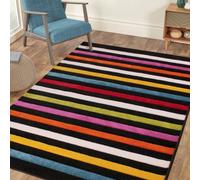 Multicolored Easy To Clean Striped Modern Rug For Living Room, Bedroom, Dining Room - 133Cm (Circle)