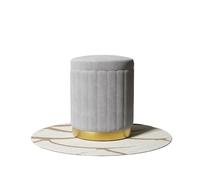 Multicolored flannel stool - Foldable footstool with wooden frame, open lid for space-saving storage in the living room, bedroom and at the vanity - Shimmering gray