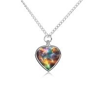 Multicolored G-alaxy Pet Urns Necklace Jewelry Printed Heart Pendant Cremation Ashes Necklaces Keepsake with Funnel Kit