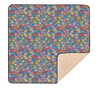 Multicolored Handprint Soft Padded Baby Activity Play Mat for Floor Lightweight Kicking Mat for Baby Kids Toddlers Infants, 50'' x 50''