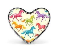 Multicolored Horse Breeds Badge Heart Shape Cute Brooch Pins Button Badges for Backpack Jackets Hats Decor