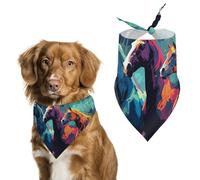 Multicolored Horse Dog Bandana Triangle Dog Scarf Washable Polyester Dog Bibs Cute Pet Bandana for Medium Large Dogs Puppy and Cats