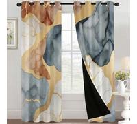 Multicolored Marble Curtains Blackout, 46x90 Inch 2 Panels - Modern Art Pattern Black Out Curtains, Home Decor, 90 Drop Eyelet Window Drapes for Bedroom, Living Room JF#433