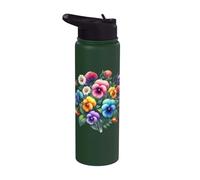 Multicolored Pansies and Delicate White Daisies Shapes Mania Stainless Steel Insulated Water Bottle