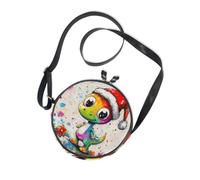 Multicolored Sweet Dino Round Cute Crossbody Bags for Women Practical with Adjustable Strap Small Handbags For Hiking Traveling Canvas Messenger Purse