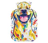 Multicolored Sweet Labrador Retriever Dogs Travel hot Water Bottle with Soft Cover, 2L hot Compress for Neck Shoulder Warmer, Hot and Cold Therapies, bolsas de agua Caliente para Dolores
