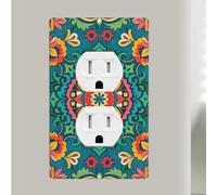 Multicolored Symmetry Outlet Covers 1 Gang Duplex Light Switch Cover Unbreakable Polycarbonate Decorative Switch Plates Electrical Receptacle Faceplate Wall Plate For Bathroom Kitchen Home Decor
