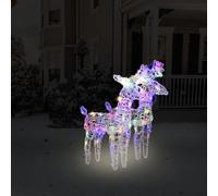 Multicolour Acrylic Christmas Reindeers 2 pcs 80 LEDs 18x8.5x55 cm Holiday Decor
