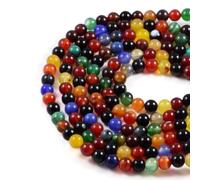 Multicolour Agate Gemstone Beads - 8mm Round, 15" Strand - Natural Semi-Precious Beads for Jewellery Making, Healing Necklaces, Bracelets & Handmade Designs - AqBeadsUk