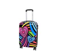 (Multicolour, Cabin) Expandable Hard Shell Multicolour Hearts 4 Wheel Luggage Suitcase
