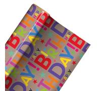 Multicolour Cheerful Letters Happy Birthday Gift Wrapping Paper Roll 3m - Birthday Present Wrap for Gifts & Celebrations (70cm Wide)