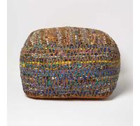 Multicolour Chindi Design Bean Filled Pouffe Large Circular
