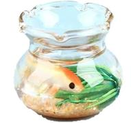 Multicolour Dollhouse Fish Tank, Dolls and Accessories Miniature Fish Bowl Dollhouse Accessories 1: 12 Miniature Glass Goldfish Tank Dollhouse Desktop Ornaments(Round) Dollhouse Accessories