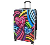 (Multicolour, Large) Expandable Hard Shell Multicolour Hearts 4 Wheel Luggage Suitcase