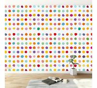 Multicolour Non-Woven Wall Mural 400W x 280H cm, Minimalist Design Rainbow Polka Dot Wallpaper - Wall Art Decoration Poster for Kids Room Bedroom Living Room, High-Definition Photo Mural Picture