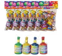 Multicolour Party Popper Fun and Easy to Use - 5 Packs of 20 Poppers - Perfect for Parties, New Years Eve and all Celebrations and Special Occasions - 100 in Total