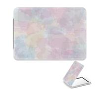 Multicolour Pastel Watercolour Make Up Mirror, 1X/2X Rectangular Mirror Small, Pu Leather Portable Travel Small Mirrors, Must Haves Handheld Mirrors, Gifts, Gifts for Young Women