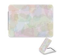 Multicolour Pastel Watercolour Makeup Mirror, 1X/2X Rectangular Compact Magnifying Mirror, Pu Leather Portable Travel Minis Small Mirrors, Travel Size Makeup Mirrors, Ladies Gifts, Uni Gifts