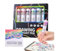 Multicolour Pen with Fine Point 0.8 mm with 60 Colours and Notebook, Artistic Material for School, for Office, Teachers, Students, Agenda Diary, Parties and Classroom
