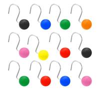 Multicolour Rainbow Sphere Balls Retro Novelty Stainless Steel Shower Curtain Hooks - Set of 12 Hooks.