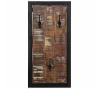 Multicolour Solid Reclaimed Wood Coat Rack 40 x 2 x 80 cm with 3 Robust Coat Hooks Wall Coat Rack for Hallway Entrance for Space-saving Storage and Order