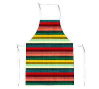 Multicolour Striped Brish Pattern Apron Warren Reed - Designer Green One Size