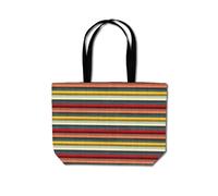 Multicolour Striped Brish Pattern Beach Shopper Tote Bag Warren Reed - Designer Green One Size