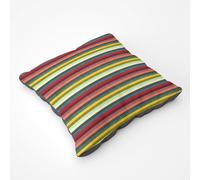 Multicolour Striped Brish Pattern Floor Cushion Warren Reed - Designer Green Large