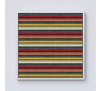 Multicolour Striped Brish Pattern Framed Canvas Warren Reed - Designer Off White W16 inch x H16 inch