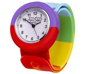 Multicolour Wacky Watch Slap On Strap Fast Fit Kids Childrens Silicone Soft Feel Band Unisex Instant Fit Any Size for Boys and Girls Learn to Tell The Time