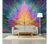 Multicoloured 3D Effect Photo Mural 300W x 210H cm, Abstract Boho Botanical Tree of Life Non-Woven Mural Wallpaper for Lounge Playroom Bedroom Nursery Feature Walls - Multicoloured Bespoke Wall Art