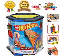 Multicoloured 5-Lane Race Track with Storage Bucket - Perfect Gift for Kids