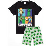 (Multicoloured, 8-9 Years) Minecraft Boys Green All-Over Print Pyjamas
