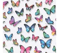 Multicoloured Butterfly Wallpaper Textured Vinyl Pink Purple Green Blue