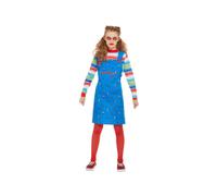 (multicoloured, Child 4-6 Years) Chucky costume children blue with dress and headpiece costume Size