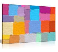 Multicoloured Colour Paint Brushing Canvas Wall Art Picture Print (36x24)