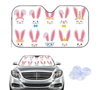 Multicoloured Decorated Bunny Faces Windscreen Cover Sunshades, Frost Car Winter Windscreen Cover, Car Accessories Ice Protector Gifts for Men Screen Protector Window for Suv Van (135× 60 cm)