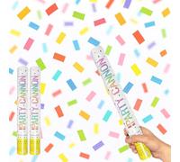 Multicoloured Foil Medium Confetti Cannon 40cm - Pack of 2 - Party Poppers Party Confetti Popper Shooter for Birthdays, Celebrations, Events & Holidays