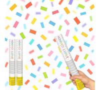Multicoloured Foil Small Confetti Cannon 30cm - Pack of 2 - Party Poppers Party Confetti Popper Shooter for Birthdays, Celebrations & Events