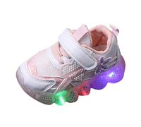 Multicoloured Girls' Summer and Autumn Children's Sports Shoes for Small and Medium Sized Children's Toddler Shoes Flashing Light Casual Sports Shoes Girl Multicoloured Closed Toe, Pink, 8 UK Child