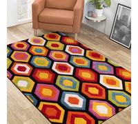 Multicoloured Hand Made Modern Geometric Easy To Clean Rug Dining Room-120Cm X 170Cm